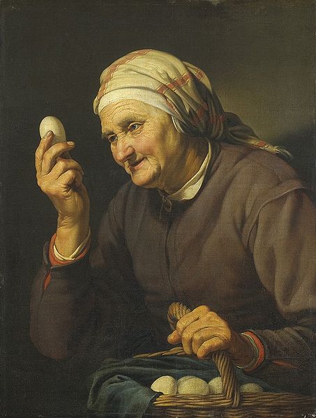 Old woman selling eggs.